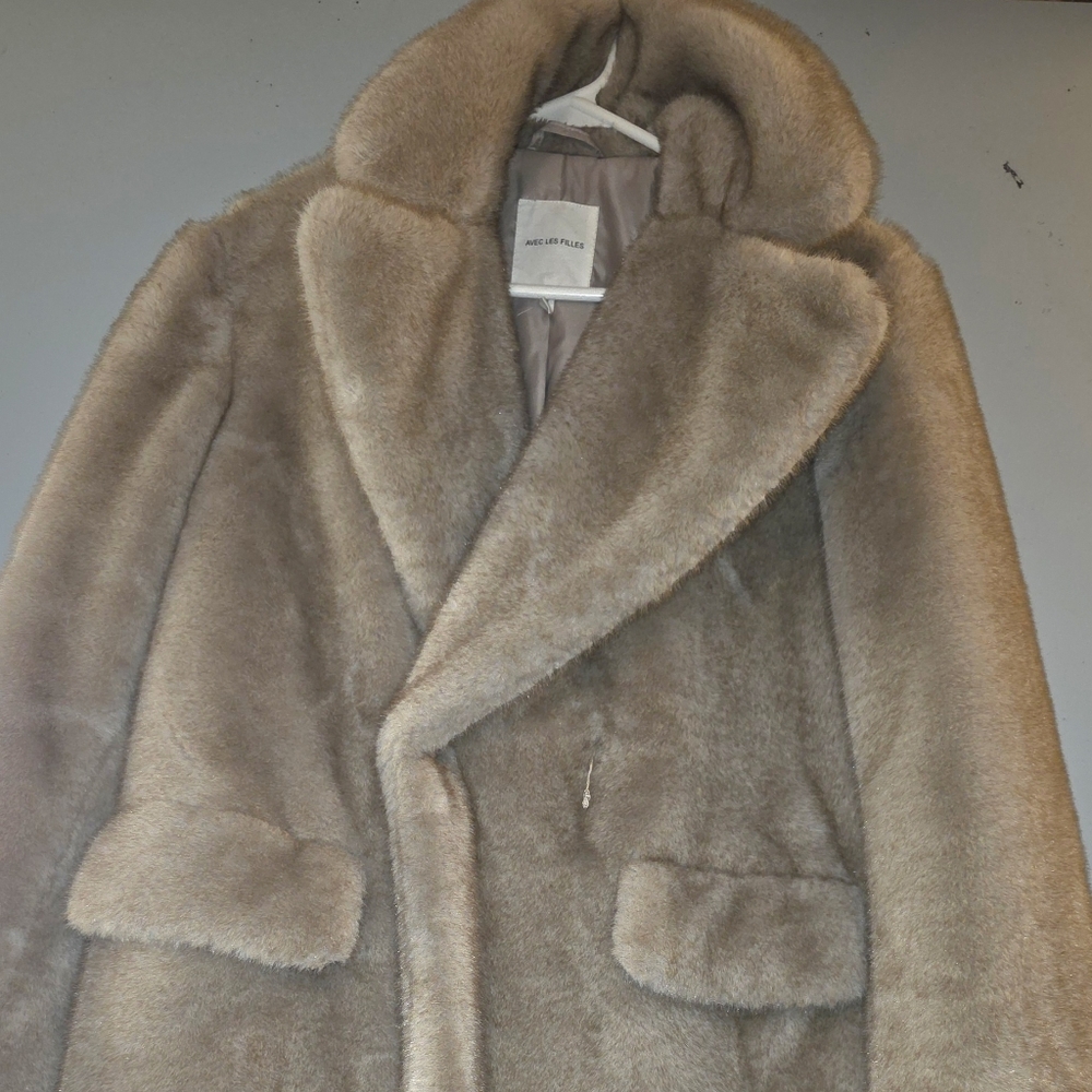 Womens Avec Les Filles faux fur trench coat. Size XS.